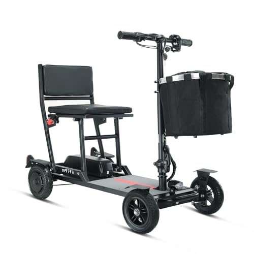 FREEJOYER Elektromobil für Senioren, Seniorenmobil Klappbar, Max 15Km/h, bis zu 25KM, Seniorenmobil Mobilitätsroller mit Korb (Schwarz, Batterie 13AH)