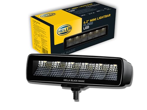 HELLA LED Lightbar Black Magic Zusatzscheinwerfer 6,2 Zoll 1600 echte Lumen Nahfeldausleuchtung: rechteckig LED Arbeitsscheinwerfer 12V - 24V für Auto Pickup LKW SUV ATV Motorrad - 1FB 358 176-201