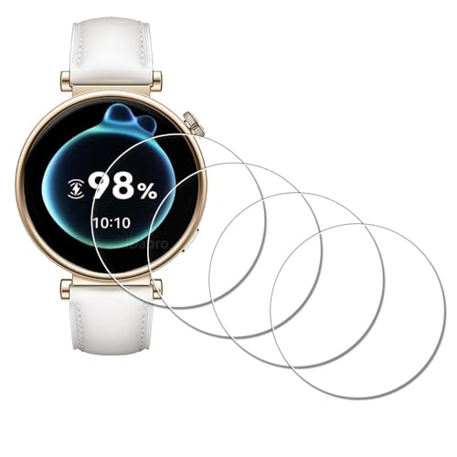 iDaPro Displayschutz schutzfolie für Huawei Watch GT 5 GT5 / GT 4 GT4 41mm 【4 Stück】, gehärtetes Glas, kratzfest, blasenfrei, einfache Installation,