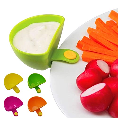 4 Stück Clip-Schüsseln für Teller, Kunststoffschale für Pommes und Saucen, Clip-Halter, Salz, Essig, Zucker, Gewürze, Dipschüssel, Küchenutensilien