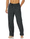 Amazon Essentials Herren Pyjamahose aus Flanell (erhältlich in Big & Tall), Grau Schwarz Buffalokaros, M