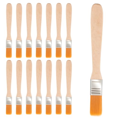 15er Kleine Malerpinsel 14mm Flach Lackpinsel 13cm Lang Mit Holzgriff für Farbe Streichen, Fenster, Lasur, Kunst, Malerbedarf, Malerei, DIY