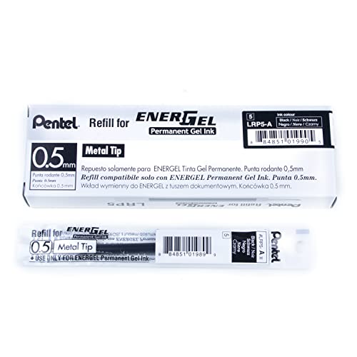 Pentel EnerGel Document LRP5 Nachfüllmine für 0.5 mm Gelschreiber, schwarz (12 Stück)