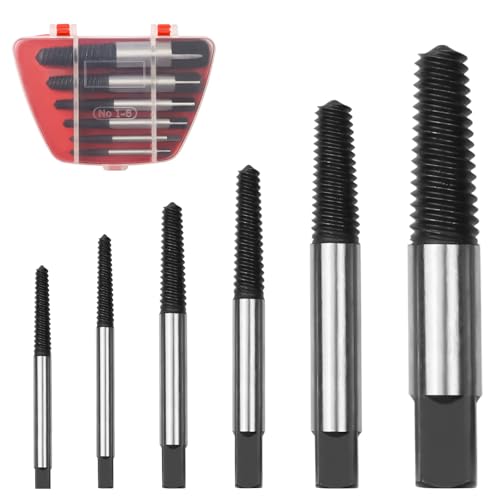 Schraubenausdreher Set Profi, 6 Stück Schraubenausdreher Und Stehbolzenausdreher, Impactnut Screw Remover Set Mit Kasten, Ausdreher Set Für Beschädigte Schrauben Und Rohre