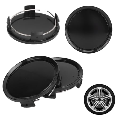 4 Stück Nabendeckel 74mm, ABS Metall Radnabenkappen OD 74mm ID 69mm Radnaben Mittelkappen Schwarz Radreifen Mittelfelgen Nabenabdeckung mit Metallring, Radfelgen Naben Mittelkappen für Fahrzeuge