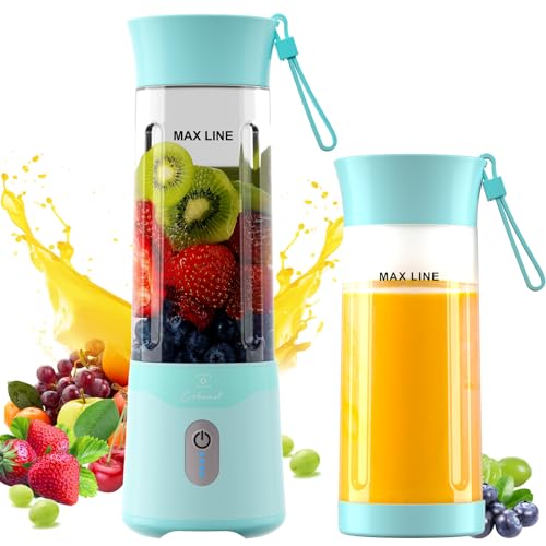 COKUNST Tragbarer Mixer für Smoothies und Shakes, 530ml Smoothie Maker mit 6 Klingen, Wiederaufladbarem Typ-C Portable Blender mit Reisedeckel, Mini Standmixer für Reisen, Küche (Mint Grün)