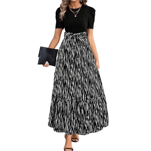 MOKBAY Hemdblusenkleid Damen Lang Kleid Festlich Boho Kleid Weiß Freizeitkleider Blumenprint Rotes Kleider Sommer Große Outlet Angebote Sommerkleider Sommerkleid Lang Damen XL