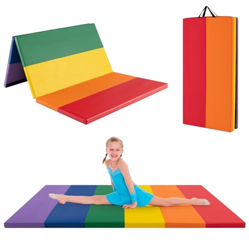 COSTWAY Turnmatte klappbar, 180 x 120cm Weichbodenmatte, Gymnastikmatte 5 fach faltbar aus PU mit Tragegriff, Sportmatte Fitnessmatte zuhause für Kinder Erwachsene (180 x 120 x 4cm)