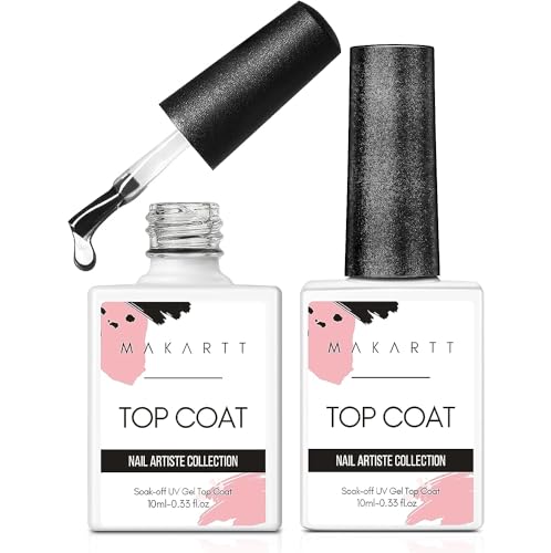 Makartt Top Coat Gel UV: 2 Stück UV Top Coat 10ml Unterlack für Nägel - No Wipe Topcoat Nägel UV Shellac Unterlack für Nägel Design hält bis zu 21 Tage