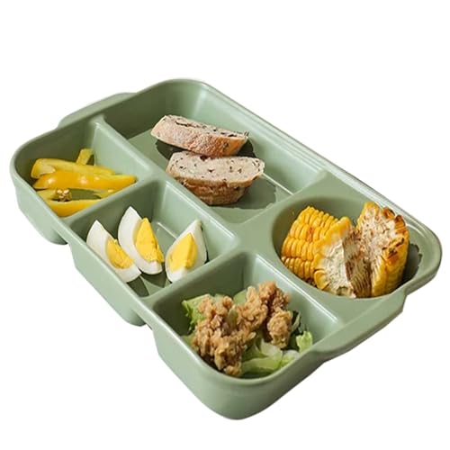 Portionsteller für Erwachsene zur Gewichtsabnahme, 5-teiliger Essteller, Teller für gesunde Ernährung, Essteller mit Unterteilungen, wiederverwendbarer Teller zur Portionskontrolle, für Gesundheit/Gew