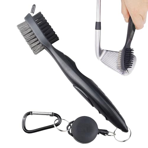SOGHO Golf Bürste,Bürste Golf,Golf Club Bürste,Karabiner Golf Reinigungswerkzeug,schlägerbürste Golf,Golf zubehör,Mit 20 cm Schlaufe Clip Golf Zubehör Für Hängen Auf Golf Tasche(Schwarz)