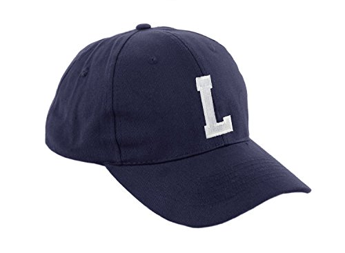 Morefaz Unisex Jungen Mädchen Mütze Baseball Cap Marineblau Hut Kinder Kappe Alphabet A-Z TM (L)
