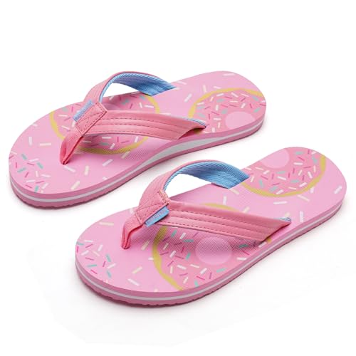 WateLves Flip Flops Kinder Zehentrenner Mädchen Jungen Badelatschen Sommer Strand und Pool Rutschfeste Zehensandalen(Krapfen, 30EU)