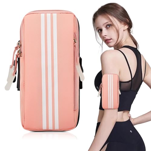Risipu Handytasche Joggen,Sportarmband, für iPhone,Samsung, Schweißfest und Schnell-Trocknend, Armtasche für Running,Fitness, Laufen zubehör Kompatibel mit Mobiltelefonen unter 6,7 Zoll (Rosa)