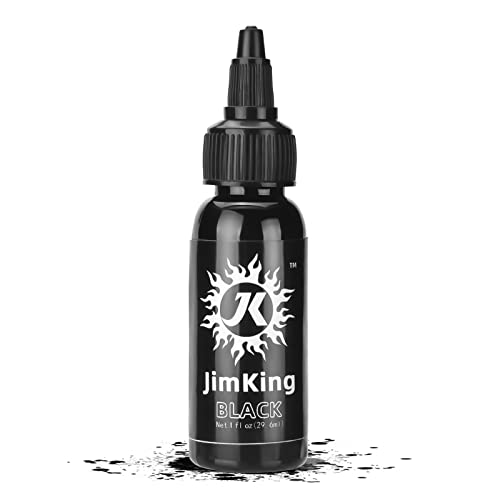 JimKing Tattoo Farbe Black Professionelle Tribal Liner Outlining Dauerhafte Schwarz Tattoos Tinte Set Hochwertig Körperfarben Microblading Pigment Für TäTowierer - Vegan (1oz)30ML