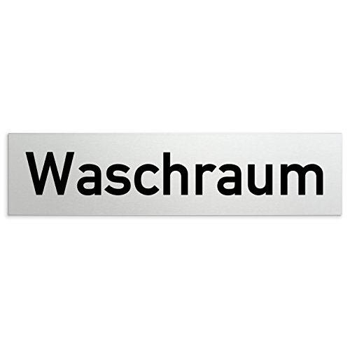 Türschilder24 Aluminium Türschild Waschraum 160 x 40 x 1,5mm (Oberfläche veredelt) • Selbstklebend