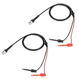 2Pcs Hakenclip Sonden Kabel, Test Haken Clip Sonden Kabel BNC Kabel Oszilloskop Test Sonden Kabel Dual Bananen Test Kabel für Oszilloskop, Koaxial Kabel BNC Test Kabel