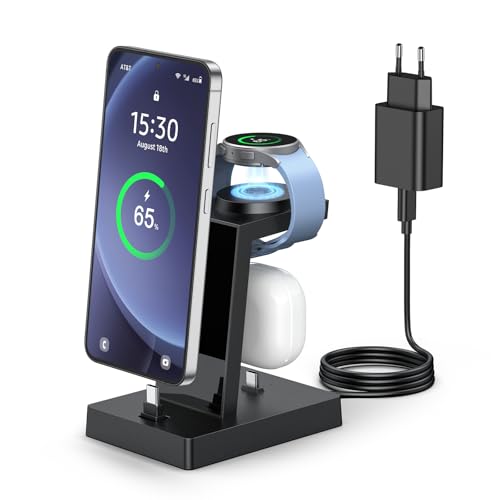 Ladestation für mehrere geräte - NANAMI 30W USB C Schnellladestation kompatibel mit Samsung Watch und Handy, 3 in 1 Ladegerät für Galaxy S/Z Flip/Z Fold/A Serie,Galaxy Watch Ultra/7/6/5/4, Galaxy Buds