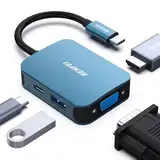 BENFEI USB C HUB 4in1,USB C Multiport-Adapter mit 4K HDMI/ 1080P VGA/ 5Gbps USB 3.0 Data Port/Typ C 60W Power Delivery, kompatibel für iPhone 15 Pro/Max MacBook Pro/Ai iPad Pro iMac Galaxy S23, Blau