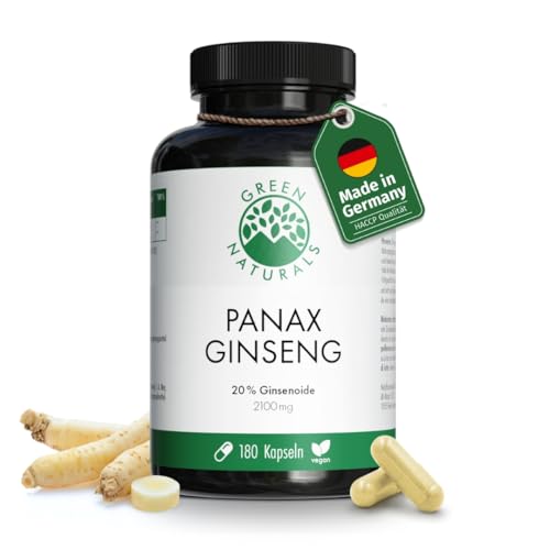 Panax Ginseng Extrakt - Hochdosiert: 2100mg Panax Ginseng & 20% Ginsenoide pro Tagesdosis - Apothekenqualität - 2 Monate Vorrat - Green Naturals®
