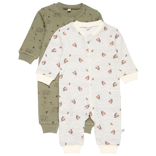 PIPPI Unisex Baby Nightsuit-Zipper (2-Pack) Pajama Set, Deep Lichen Green, 86