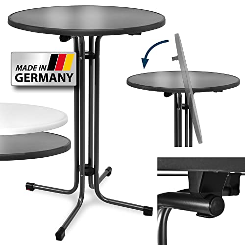 Beautissu Stehtisch Klappbar 80 cm Sylt – Stehtisch Outdoor Höhenverstellbar Hitze- & Wetterbeständig leichte Montage TÜV – Klapptisch Partytisch Kratzfest Bartisch Bistrotisch Outdoor Rund Anthrazit