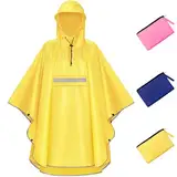 NEWIROVE Regencape Kinder, Unisex Regen Poncho Wasserdicht Kinder Regenponcho Regenkleidung Kinder Mit Reflektierender Poncho Kinder Regen Leichter Regenjacke Für Jungen Mädchen 140-160cm,Gelb