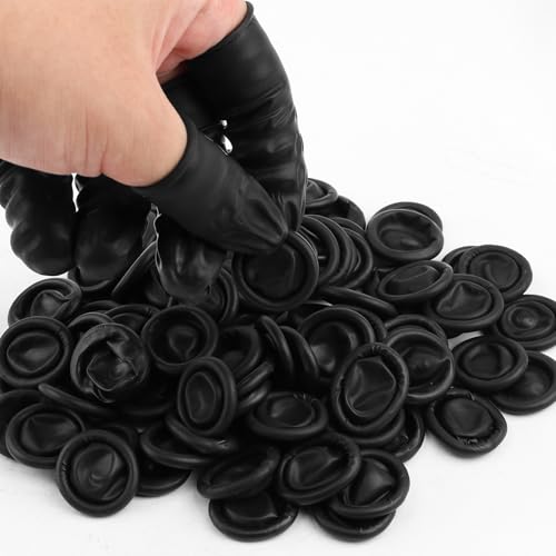 Fingerschutz aus Nitrilkautschuk, wasserdicht, für Schönheit, Maniküre, Massage, Elektronik, Lebensmittelhandhabung und Handwerk, 100 Stück, Schwarz, Einweg, 6 cm lang
