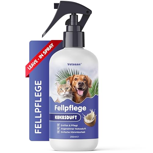Vetasan Fellpflege Hunde & Katzen 250ml Entfilzungsspray I Langhaar Fell Spray Anti Filz zum Verfilzungen entfernen I Hundeparfüm/Hund Deo gegen Geruch