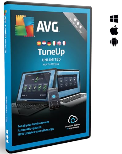 AVG TuneUp Unlimited 2025 | Für 10 Geräte | 1 Jahr | Junk-Dateien entfernen und das System beschleunigen | - für Windows, macOS, iOS und Android