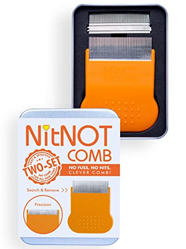 NitNOT - Läusekamm Nissenkamm für alle Haartypen, extra fein, mit 2 Kammköpfen, gegen Läuse und Nissen, Läusekamm kinder, metall Läusemittel