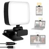 RealPlus Videokonferenz Licht mit Clip &USB-Kabel, 120 LED+3 Lichtfarben+10 Helligkeiten+360°Drehbar Beleuchtung, Streaming Licht, Fotolicht, Webcam-Licht, für PC-Monitor/Zoom-Meetings/Geschenk, Büro