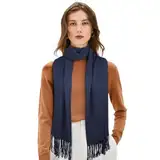 Figarge Schal Damen Herren Winterschal Kaschmir Gefühl Langer Schal mit Fransen Soft Demen Kaschmir Baumwolle Warm Herbst Winter Unifarben Deckenschal und Tücher