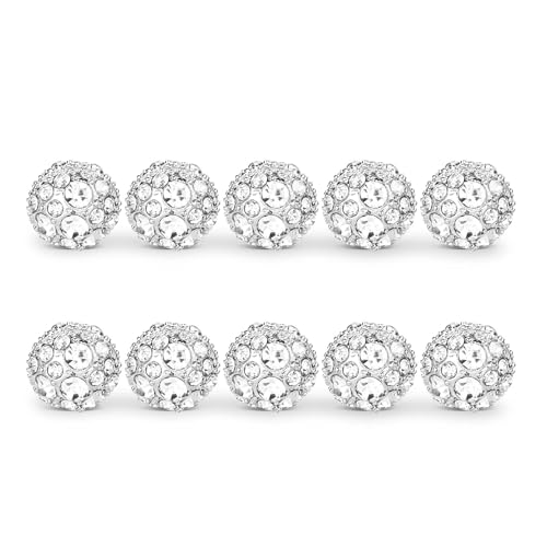 XIHIRCD 10 Sets Silber Schleier Gewichte, Perlen Schleier Doppelseitig Perlenmagnete Künstliche Perlen Vorhanggewichte für Hochzeitskleid Kleidung Schals Frauen (Runder Diamant)