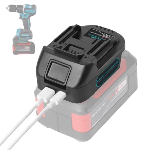 QUPERR EIN18MT USB-Akku-Adapter für Einhel_l_18V Akku, umwandeln von Einhel_l_18V in Makita 18V Akku, geeignet für Makita 18V Akku-Werkzeuge, Akku-Konverter mit USB/Type-C Ladeanschluss (nur Adapter)