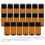 xianynow 20 Stück 3ml Braune Leere Glasflaschen mit Orifice Reducers - Ätherisches Öl, Aromatherapie, Parfüm, Massage, Spa, Düfte, Chemielabor