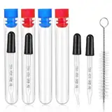 Pipetten, Pipette 1 ml 4 Stück Glaspipette Reagenzgläser mit Transfer Pipetten und Reinigungsbiurste,Droppers fur laboratorien,Ätherische Öl,Gebogener und Gerader Spitze