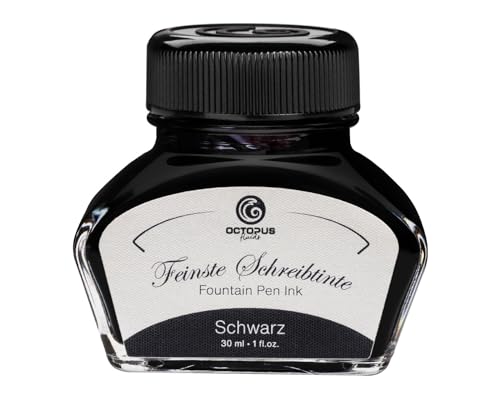 Füllhaltertinte im Tintenglas, Schreibtinte für Füllhalter, Füllertinte in Schwarz 30ml im Tintenfass, Kalligraphie Tinte