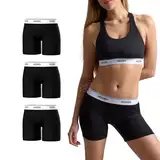 Woxer Baller Damen-Boxershorts, 12,7 cm, weich, scheuert Nicht, Keine Rollnaht, 3 Stück, Schwarz, L