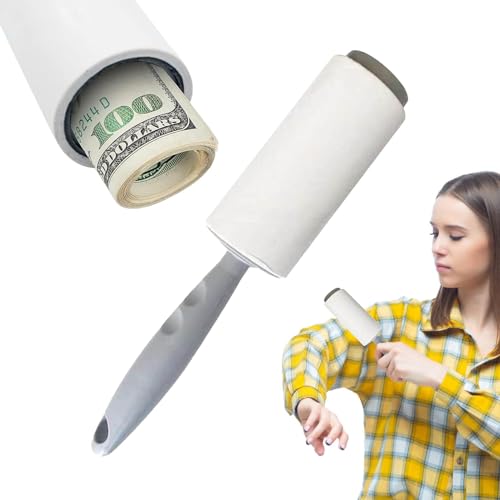 Geld Hider Lint Roller, Lint Remover Roller - Klebrige Haustierhaarentferner Stoffreiniger,Geldhändler Schmuck Lagerung für Wertsachen Kassenschlüsselwechsel