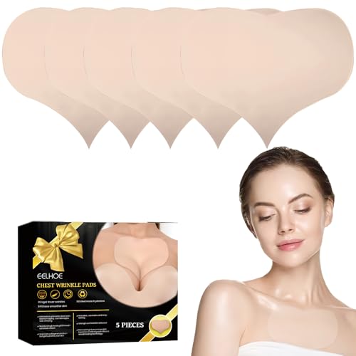 5 Stück Dekoltee Pads Antifalten Dekolleté Pads Verbessertes Modell-Dekollete Anti Falten Pads Wiederverwendbare Silikonpads gegen Brustfalten Wiederverwendbares Silikon-Pad für die Brust