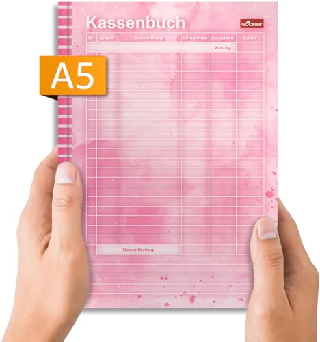 Gockler® KASSENBUCH DIN A5: Einnahmen-Ausgaben-Buch für Kleinunternehmer, Vereine & Gastronomen (Kassenbericht, Buchführung, Abrechnung, Haushaltsbuch) | pink