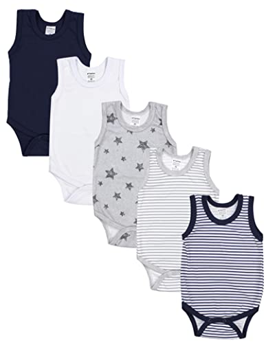 TupTam Baby Jungen Achselbody in Unifarben 5er Pack, Farbe: Farbenmix 3, Größe: 98