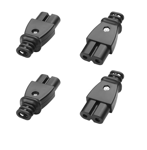 YAODHAOD IEC320 C8 C7 2-poliger Stecker IEC Einlass Modul Leistung Verbinder Steckdose Gerade 250V AC 2,5A Gerätestecker Steckdose AC Schraubmontageadapter (C7 4 PCS)