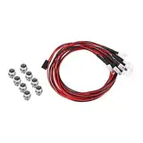 Dilwe 8 LED Licht Set, 4 Weiß 4 Rot Scheinwerfer Rücklicht für 1/10 RC Auto Truck Crawler