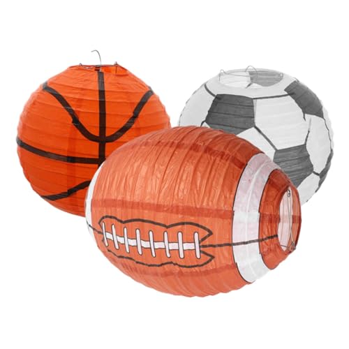 Yardwe 3 Stück Sportball-Papierlaterne Basketball-Partygeschenke Fußball-Bankettdekorationen Fußball-Papierlaterne Sportparty-Banner Hängelaternen für Sportbälle Sport-Papierlaterne Eisen