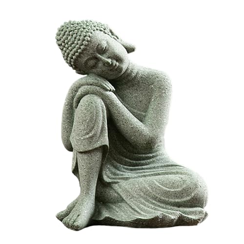 Buddha-Statue, Mini-Buddha, Buddah-Ornament, Sandstein, ruhender schlafender Buddha, meditierend, Zubehör für Zen-Garten, Kleiner Buddha, Buddha-Figur, Garten-Buddha-Dekoration