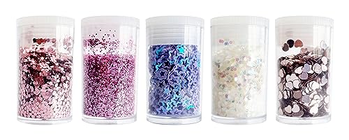 Interdruk - Chunky Glitter - Glitzer für Bastelprojekte und DIY - 5 Flaschen x 4g = 20g - Einhorn