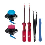 Tolesum 3D Analog Joystick Reparatur Ersatz Set für NS Switch/Switch OLED Joy-Con/Switch Lite Controller mit Reparatur Werkzeuge-Rot und Blau