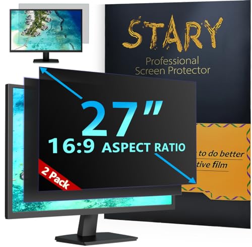 STARY [2 Stück Computer Sichtschutzfilter 27 Zoll 16:9 Seitenverhältnis, Blaulicht Blendfrei Abnehmbare 27" Monitor Sichtschutzfolie für Hp/Dell/Acer/Lenovo/ThinkPad/Asus